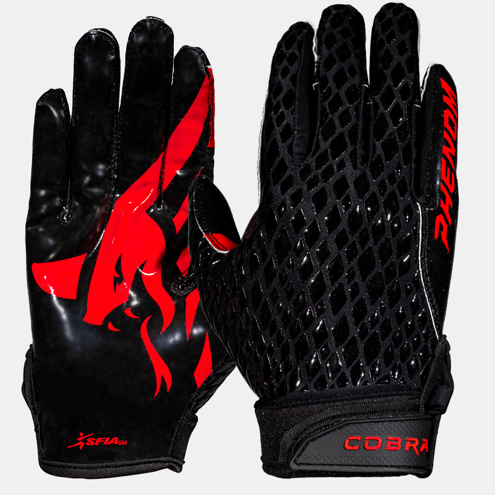 Phenom Elite Football Gloves VPS4 Black Cobra Skin HECOstix