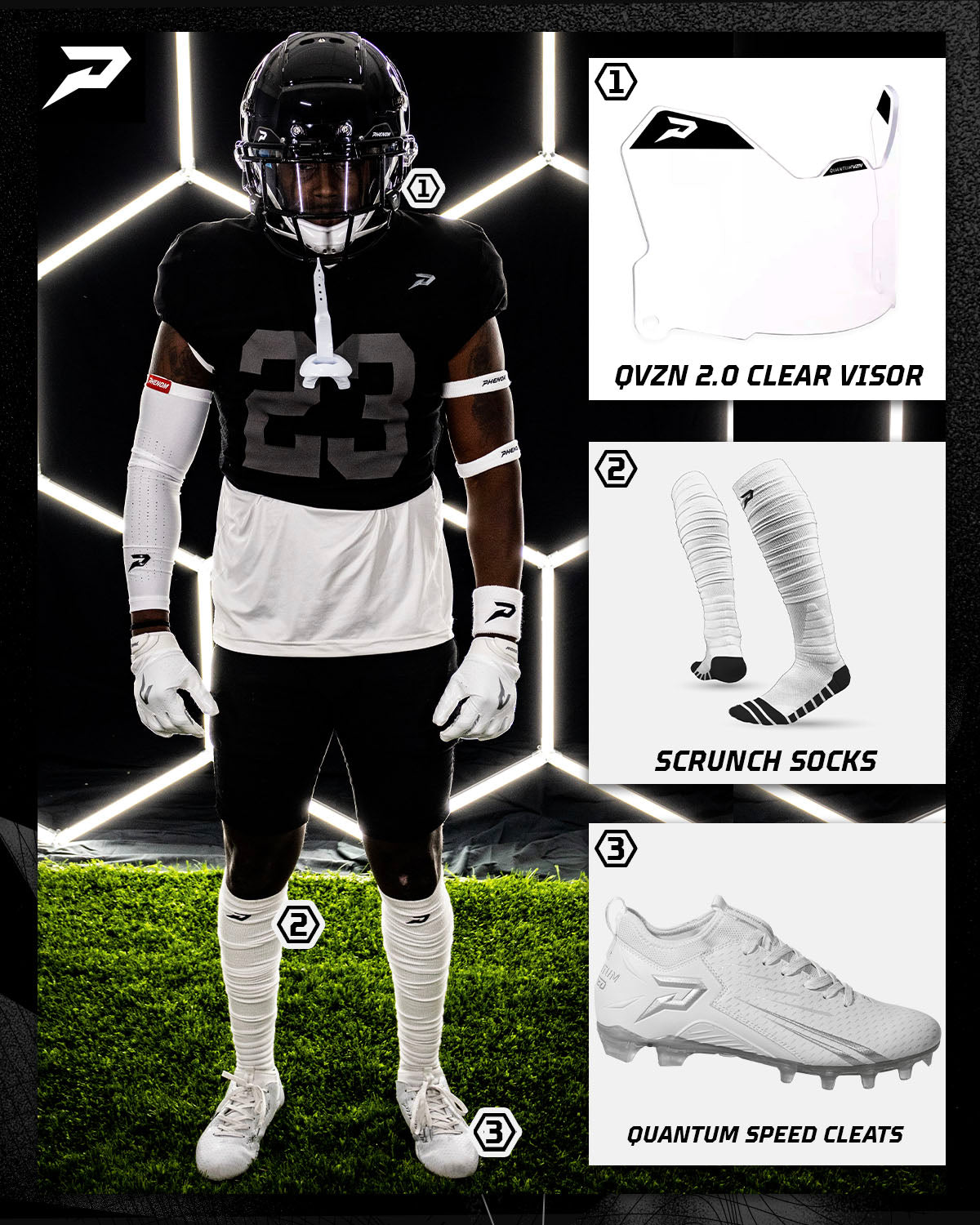 Quantum Speed: Football Cleats - White - HECOstix