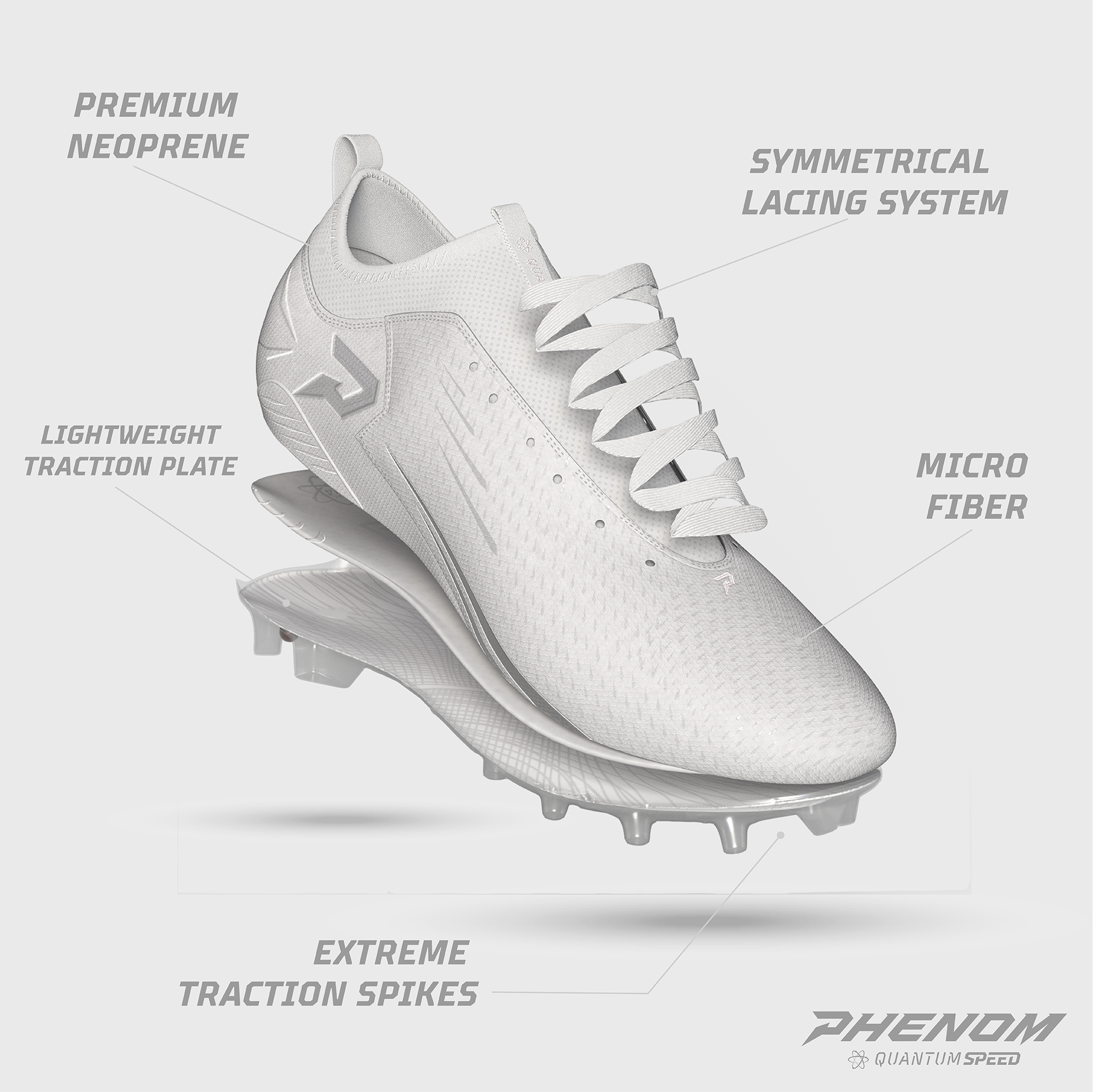 Quantum Speed: Football Cleats - White - HECOstix