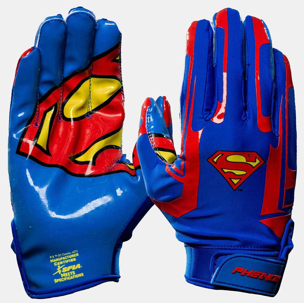 Superman Football Gloves - VPS1 by Phenom Elite